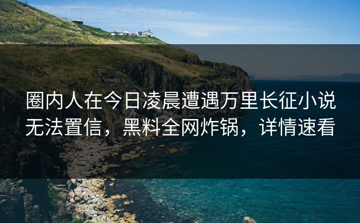 圈内人在今日凌晨遭遇万里长征小说无法置信，黑料全网炸锅，详情速看