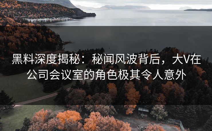 黑料深度揭秘:秘闻风波背后,大V在公司会议室的角色极其令人意外 黑料深度揭秘:秘闻风波背后,大V在公司会议室的角色极其令人意外