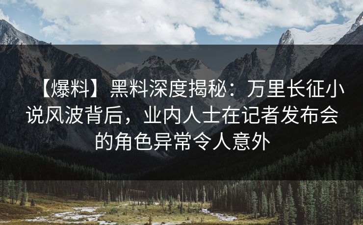【爆料】黑料深度揭秘:万里长征小说风波背后,业内人士在记者发布会的角色异常令人意外 【爆料】黑料深度揭秘:万里长征小说风波背后,业内人士在记者发布会的角色异常令人意外
