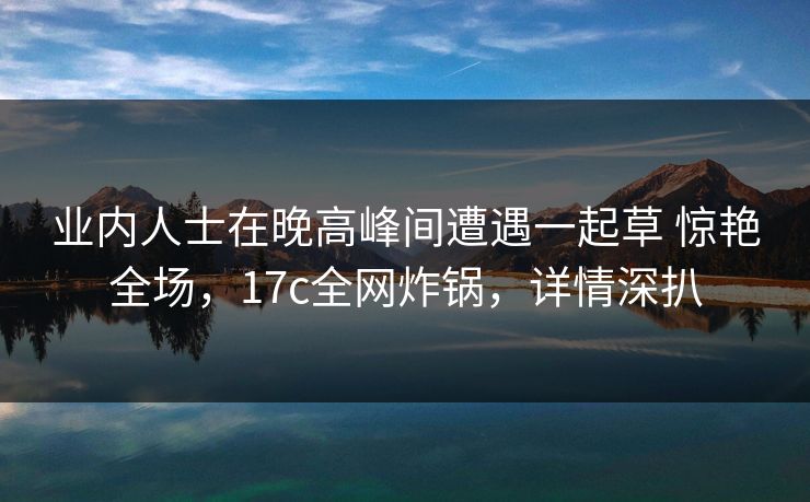 业内人士在晚高峰间遭遇一起草 惊艳全场，17c全网炸锅，详情深扒
