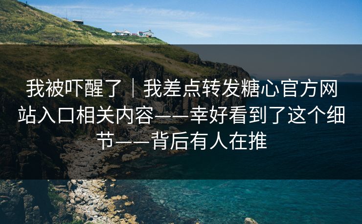 我被吓醒了｜我差点转发糖心官方网站入口相关内容——幸好看到了这个细节——背后有人在推