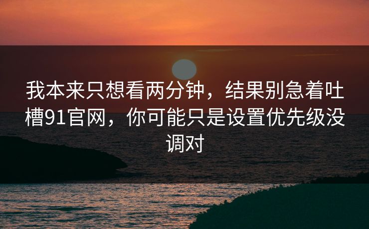 我本来只想看两分钟，结果别急着吐槽91官网，你可能只是设置优先级没调对