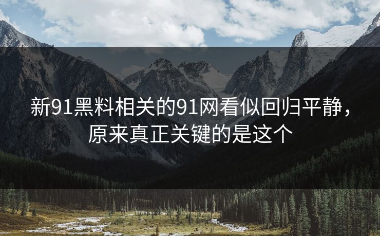 新91黑料相关的91网看似回归平静,原来真正关键的是这个