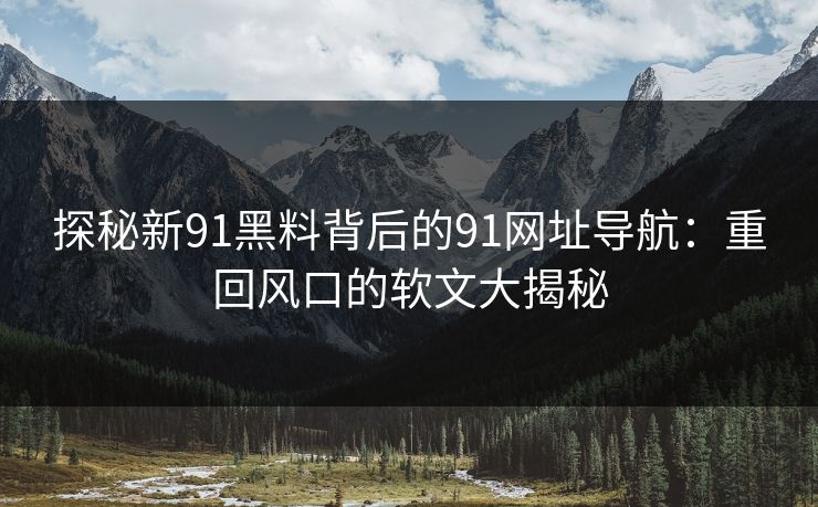 探秘新91黑料背后的91网址导航:重回风口的软文大揭秘