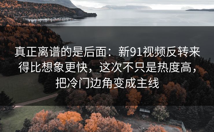 真正离谱的是后面：新91视频反转来得比想象更快，这次不只是热度高，把冷门边角变成主线