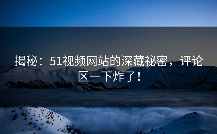 揭秘:51视频网站的深藏祕密,评论区一下炸了!